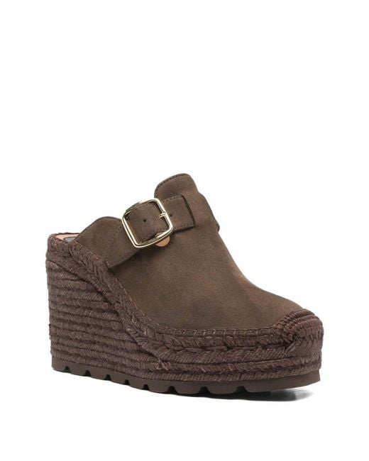 Stella McCartney Brown Buckle Wedge Mules
