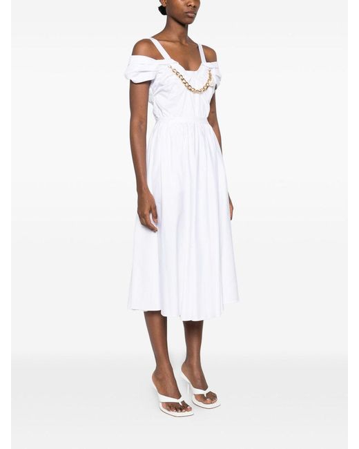 Elisabetta Franchi White Short Dress With Decoration