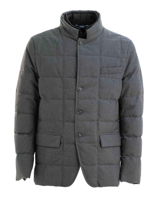 Fay Men's Gray Double -Breasted Duvet