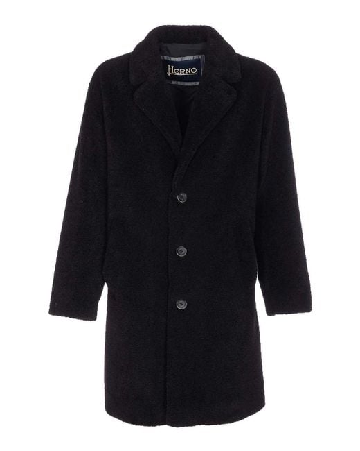 Herno Blue Coat With Frontal Buttons Closure for men
