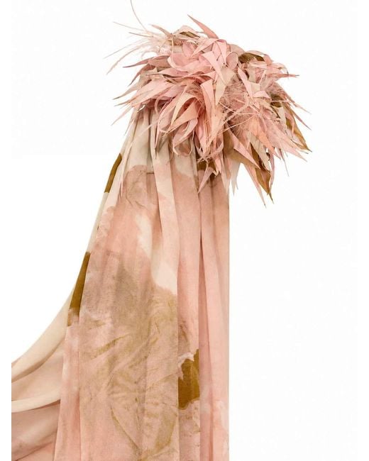 Clips Pink Long Viscose Dress With Floral Print