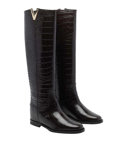 Via Roma 15 Black Leather V Boots