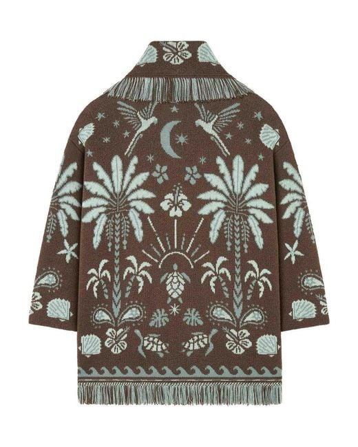 Alanui Gray Echoes Of The Island Wool And Cotton Cardigan