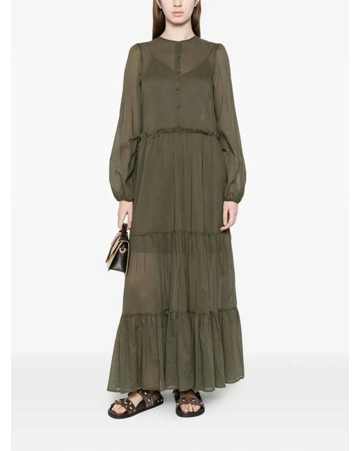 Twinset Green Long Dress And Petticoat