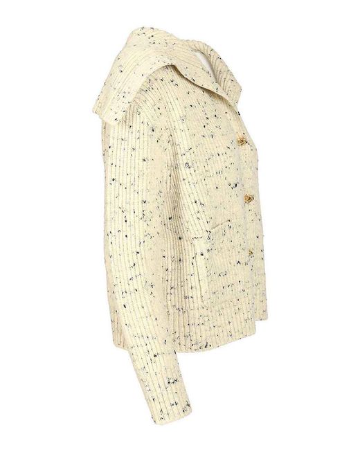Bottega Veneta Natural Ribbed Wool Cardigan