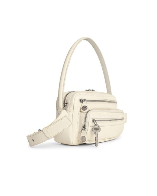 Acne White 'Camero Party' Leather Shoulder Bag