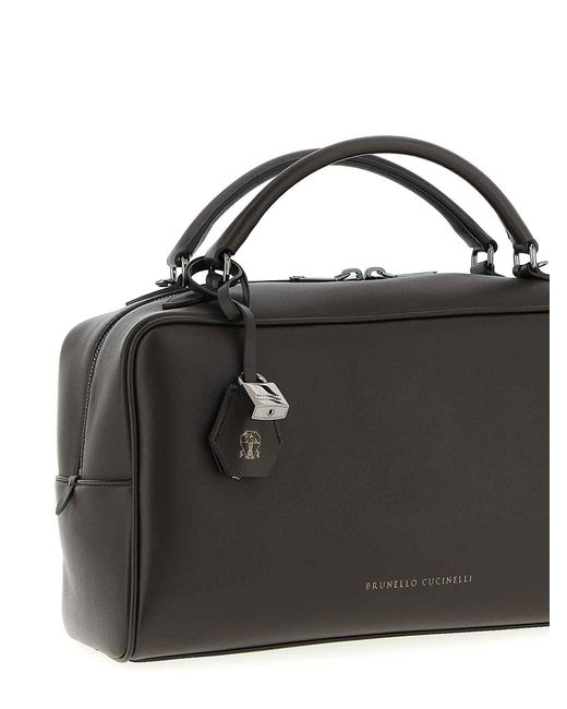 Brunello Cucinelli Black Boston Explorer Medium Handbag