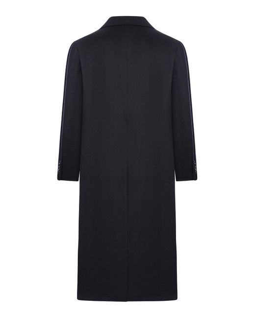 Kiton Blue Double Breasted Cashmere Coat for men