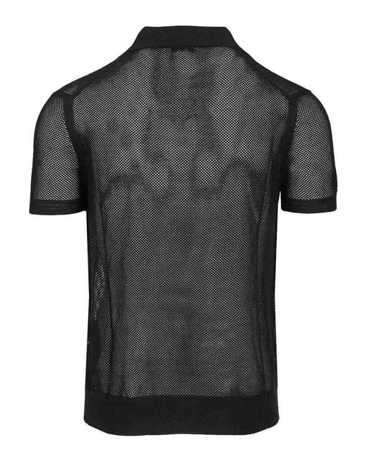 Tom Ford Black Knitted Polo Shirt for men