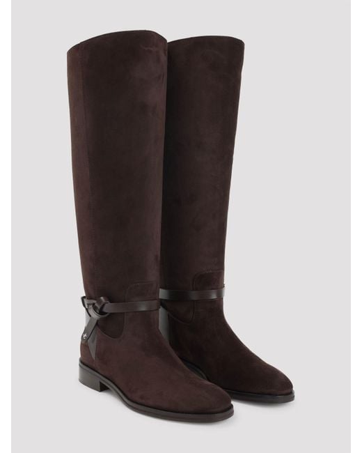 Jimmy Choo Brown Suede Lawton Kb Flat Boots
