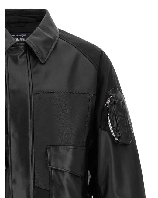 Comme Des Garcons Hommes Plus Black Panel Construction Bomber Jacket for men