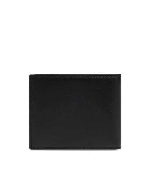 McQueen Black Calf Leather Wallet With Logo for men