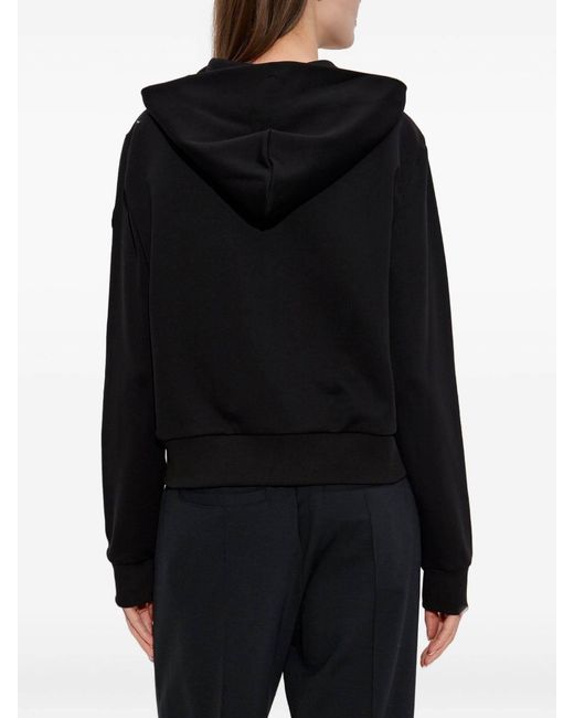 Moncler Black Padded Cotton Sweatshirt With Hood And Zip
