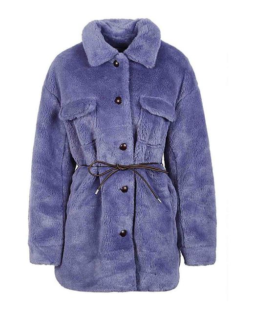 Molliolli Blue Faux Fur Coat