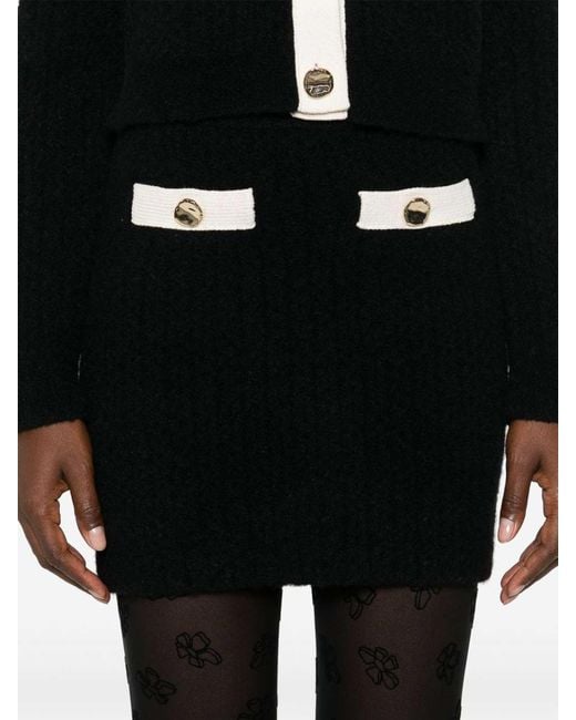 Self-Portrait Black Cashmere Blend Knit Skirt