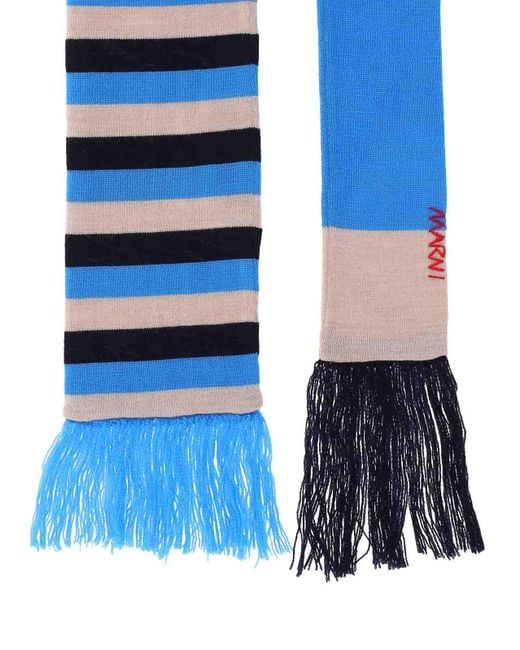 Marni Blue Scarfs Virgin Wool for men