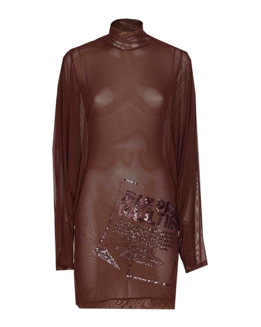 Jean Paul Gaultier Brown The Short Embroidered Dress