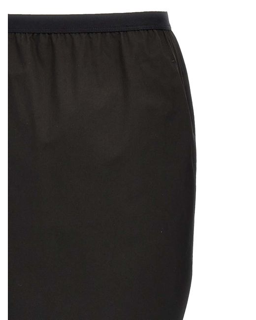 Rick Owens Black Soft Cotton Long Skirt With Back Split