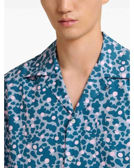 Marni Blue Short-Sleeve Pocket Shirt for men