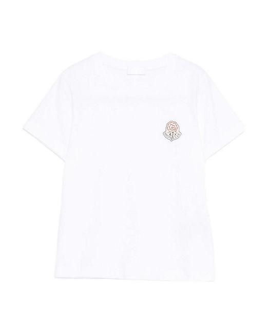Moncler White Round-Neck T-Shirt With Logo Patch Detail