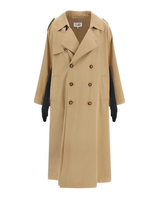 MM6 by Maison Margiela Natural Trench Coat With Gloves