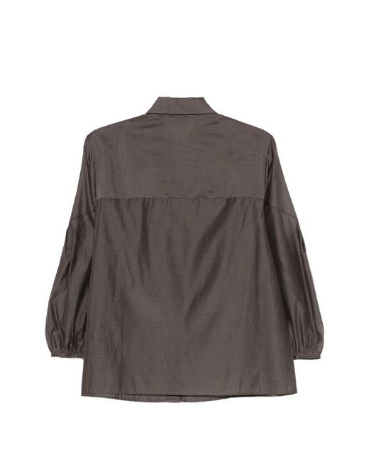 Peserico Brown Shirt With Puff Sleeves