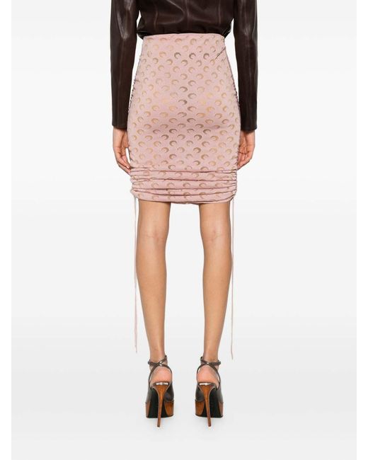 MARINE SERRE Pink Moon Devore Skirt