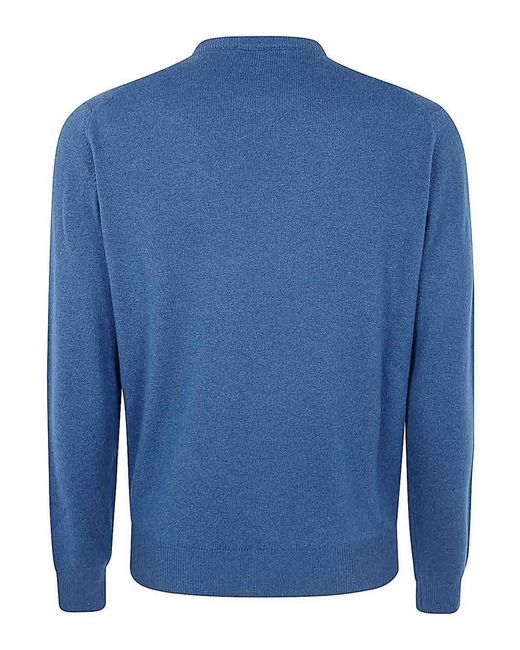 FILIPPO DE LAURENTIIS Blue Long Sleeves Round Neck for men