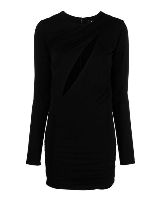 Versace Black Cut-Out Crewneck Dress With Rear Zip