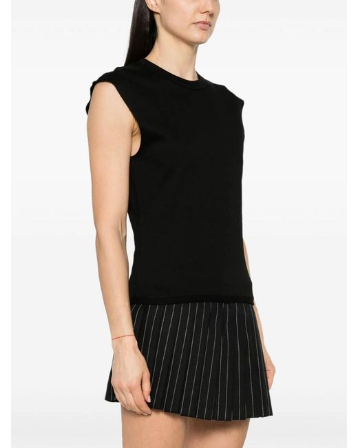 Rabanne Black Cotton T-Shirt With Chain Detail