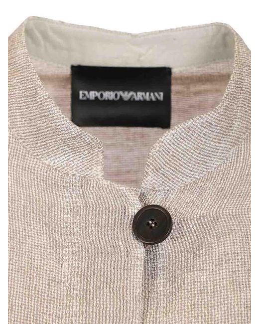 Emporio Armani Gray Linen Gauze Shirt Jacket