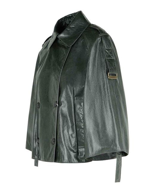 Max Mara Green 'Tenace' Leather Jacket