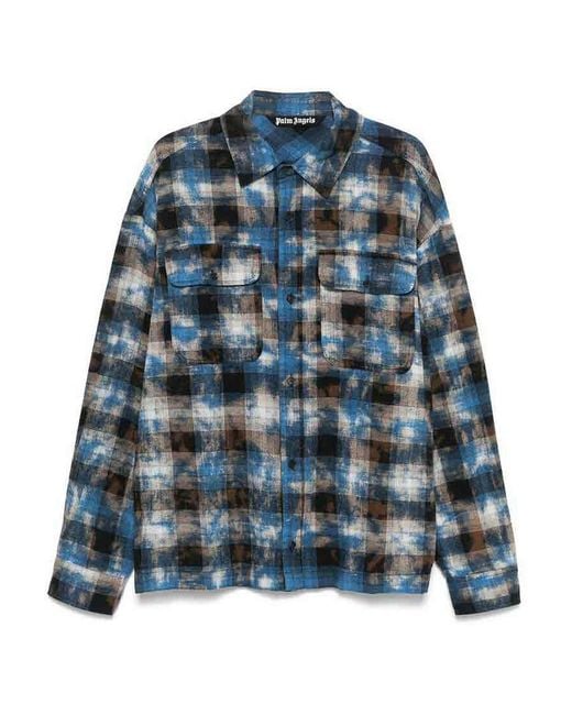 Palm Angels Blue Shirt for men