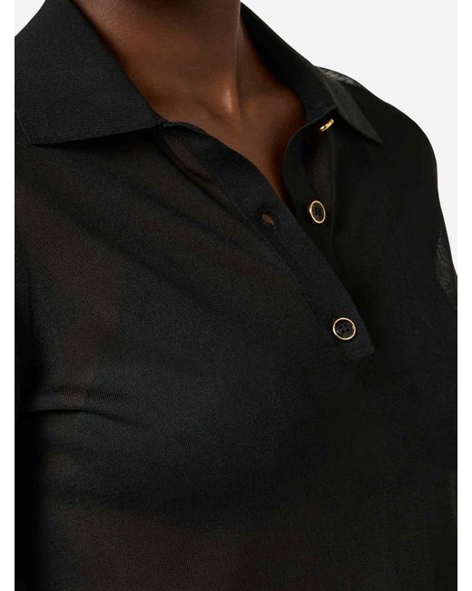 Elisabetta Franchi Black Nylon Polo Shirt With Bra