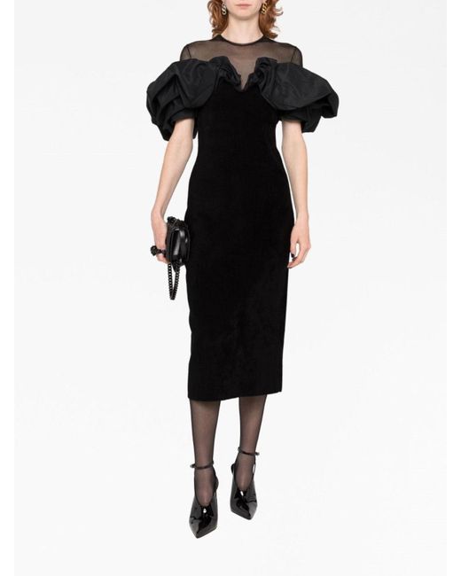 Alexander McQueen Black Balloon Sleeves Maxi Dress