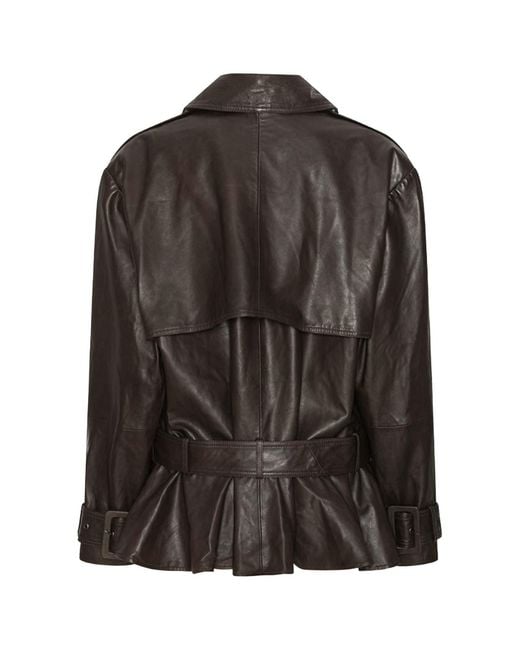 ROTATE BIRGER CHRISTENSEN Brown Leather Biker Jacket