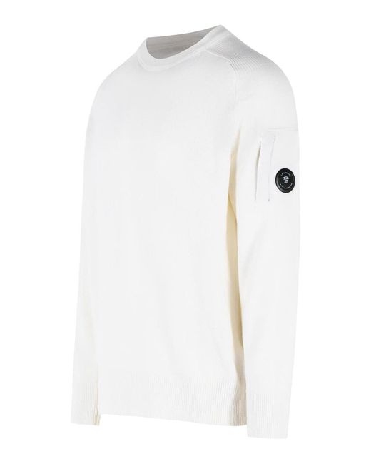 C P Company White Wool Blend Sweater for men