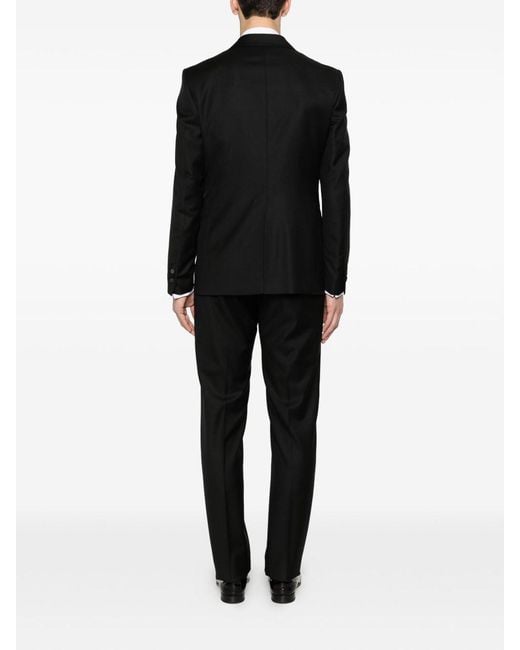 Tagliatore Black Wool Tuxedo With Satin Lapels for men