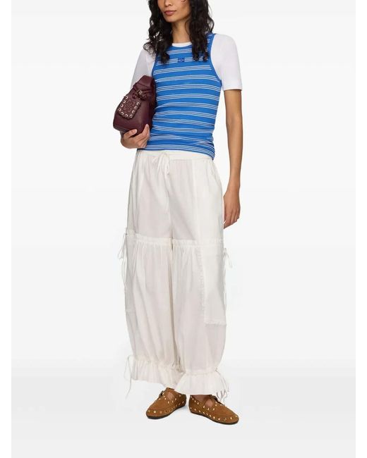 Ganni White Cotton Voile Balloon Pants Bright