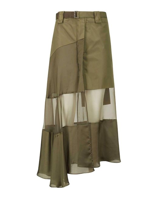 Sacai Green Long Skirt