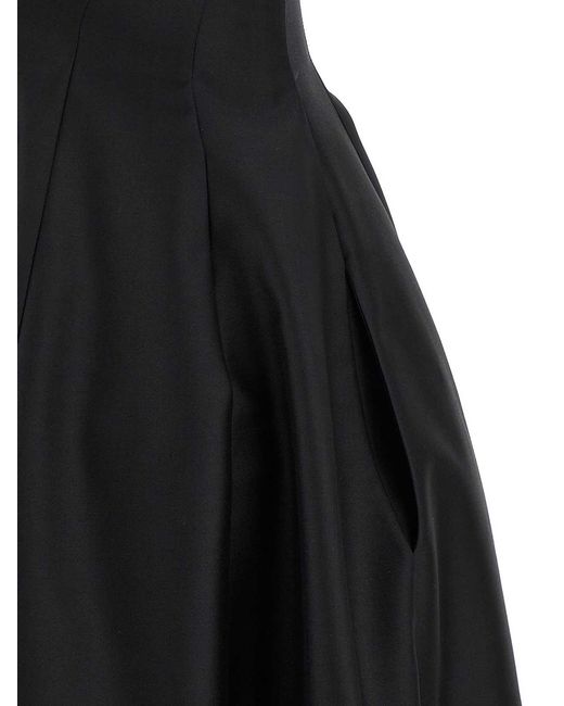 Alberta Ferretti Black Off-The-Shoulder Midi Dress With Structured Corset