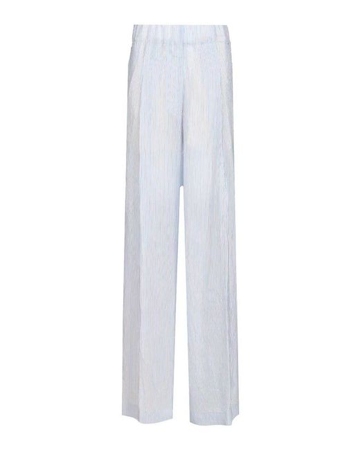 Dries Van Noten White Striped Wide-Leg Trousers