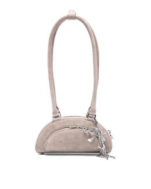 Self-Portrait White Suede Mini Shoulder Bag