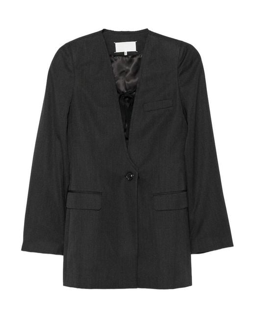 Maison Margiela Black Anthracite Virgin Wool Jacket With Button