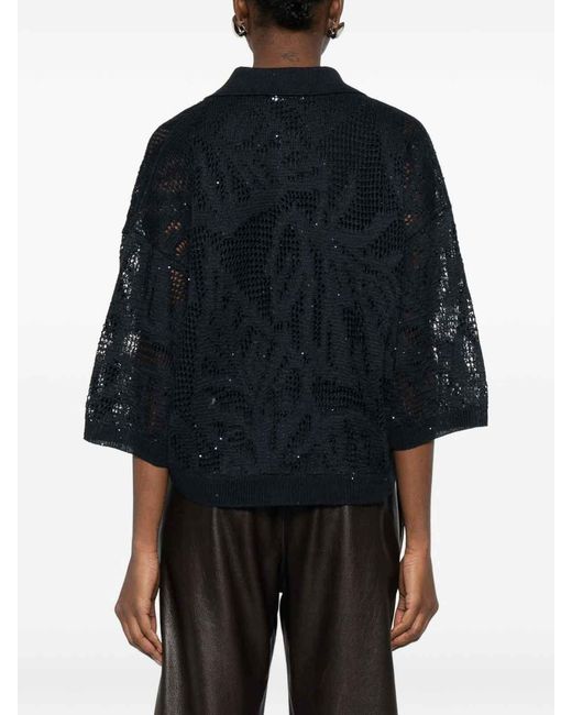 Brunello Cucinelli Black V-Neck Sweater