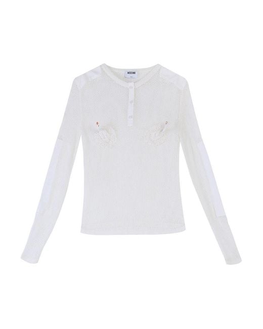 Moschino White Goose Net Shirt