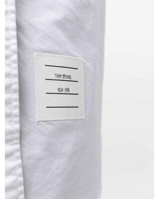 Thom Browne White Logo-Patch Cotton Shirtdress