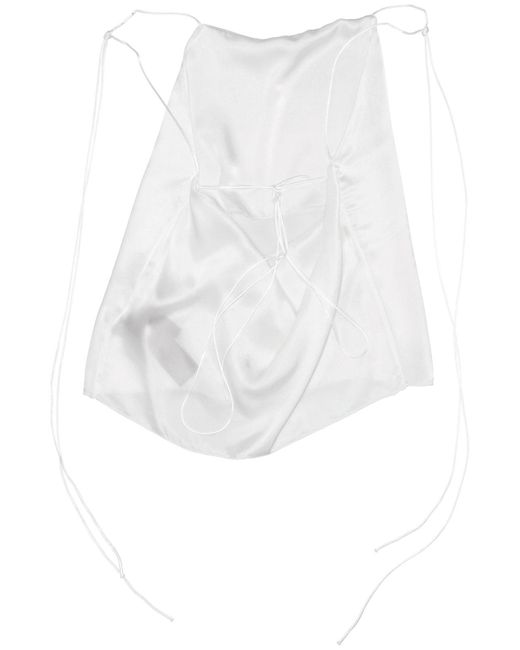 Ann Demeulemeester White Heda Slip Open Back Top Satin