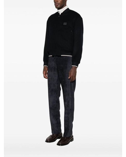 Emporio Armani Black Wool Bomber Jacket for men