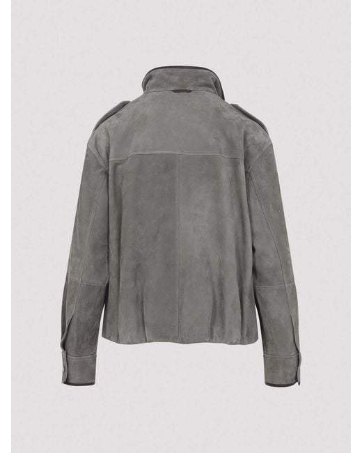 Brunello Cucinelli Gray Suede Jacket